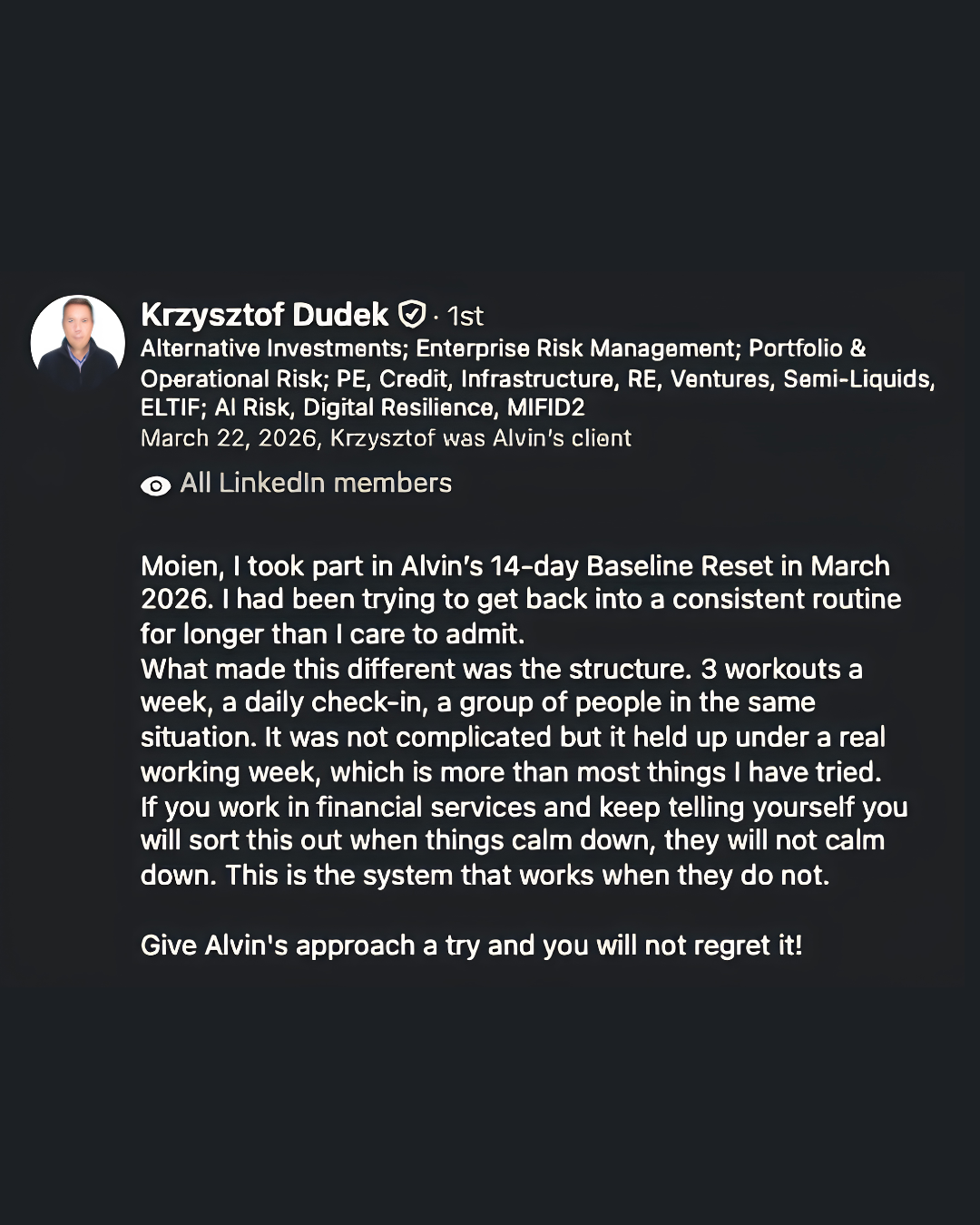 Testimonial from Krzysztof Dudek