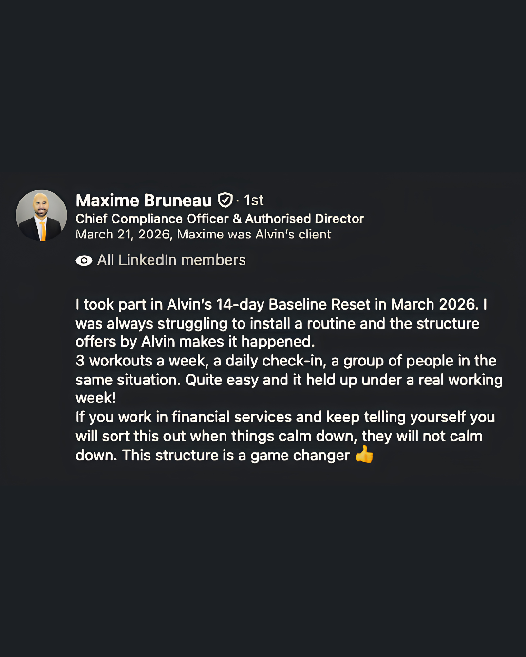Testimonial from Maxime Bruneau