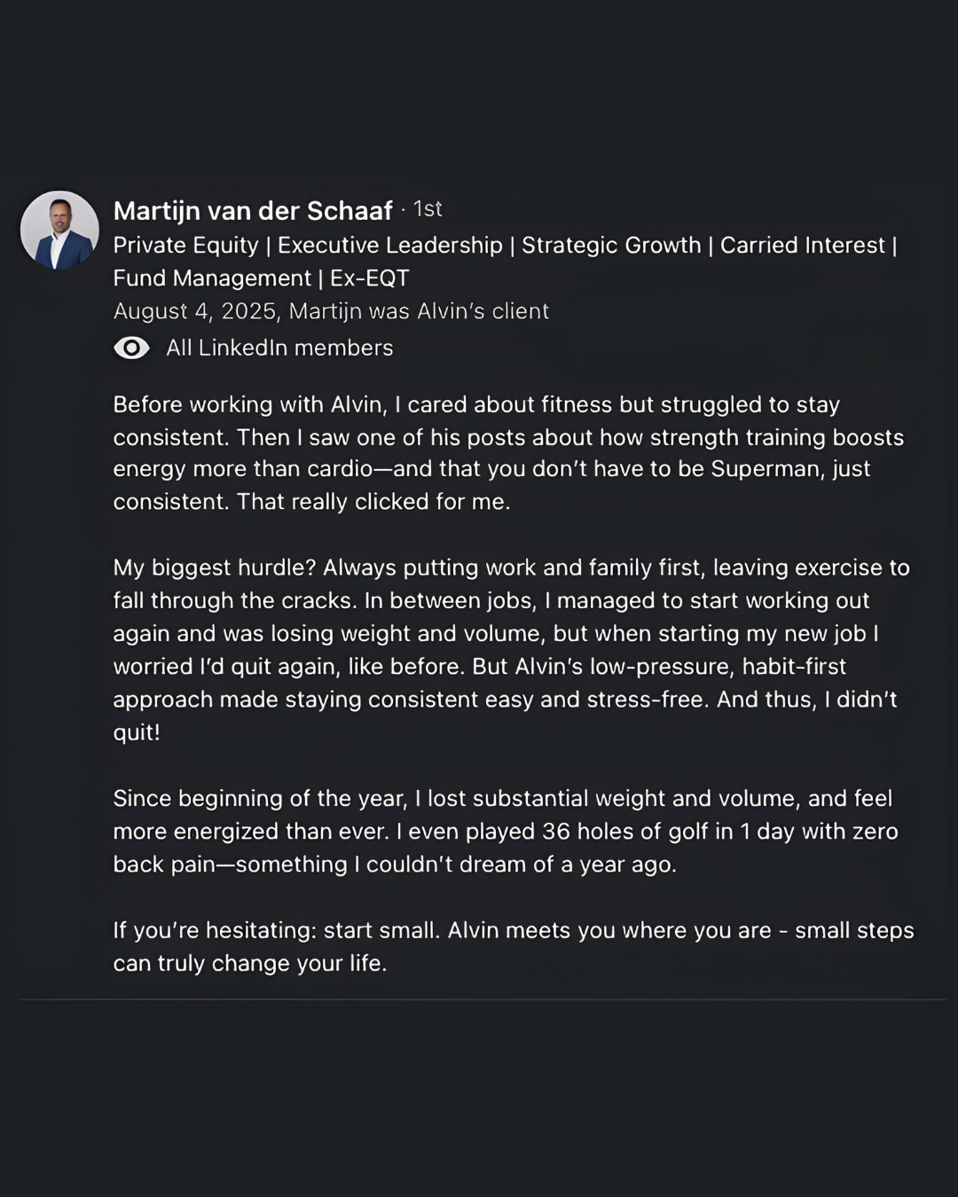 Testimonial from Martijn van der Schaaf