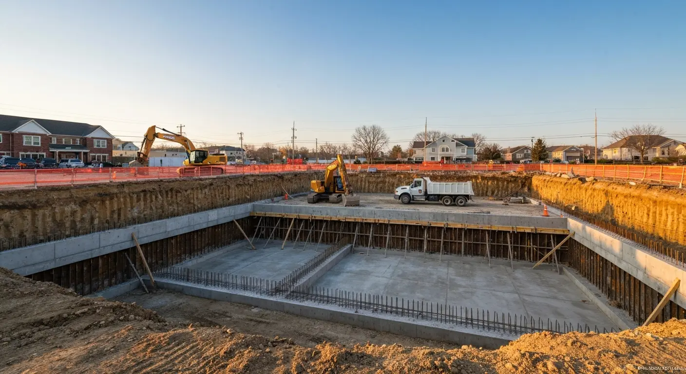 Excavation work for parking structures