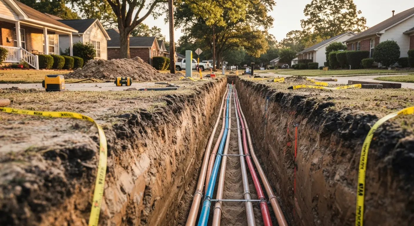 Trenching work for utilities