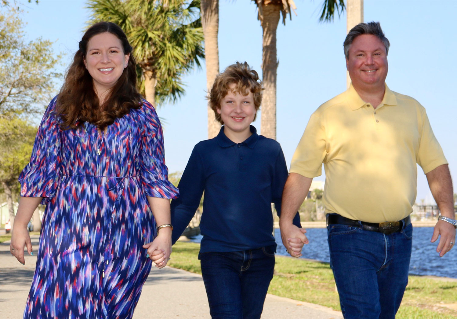 The Swenk family on a walk together