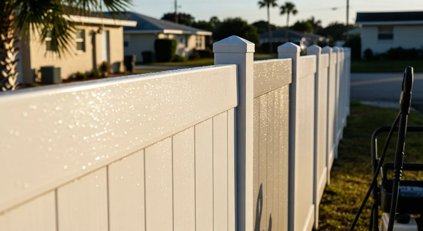Vinyl fence cleaning