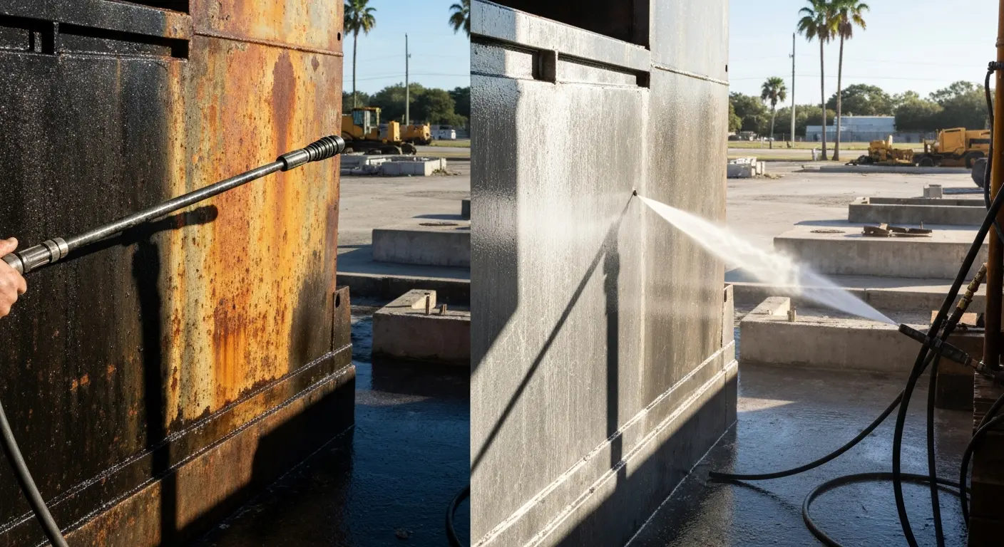 Industrial equipment pressure washing