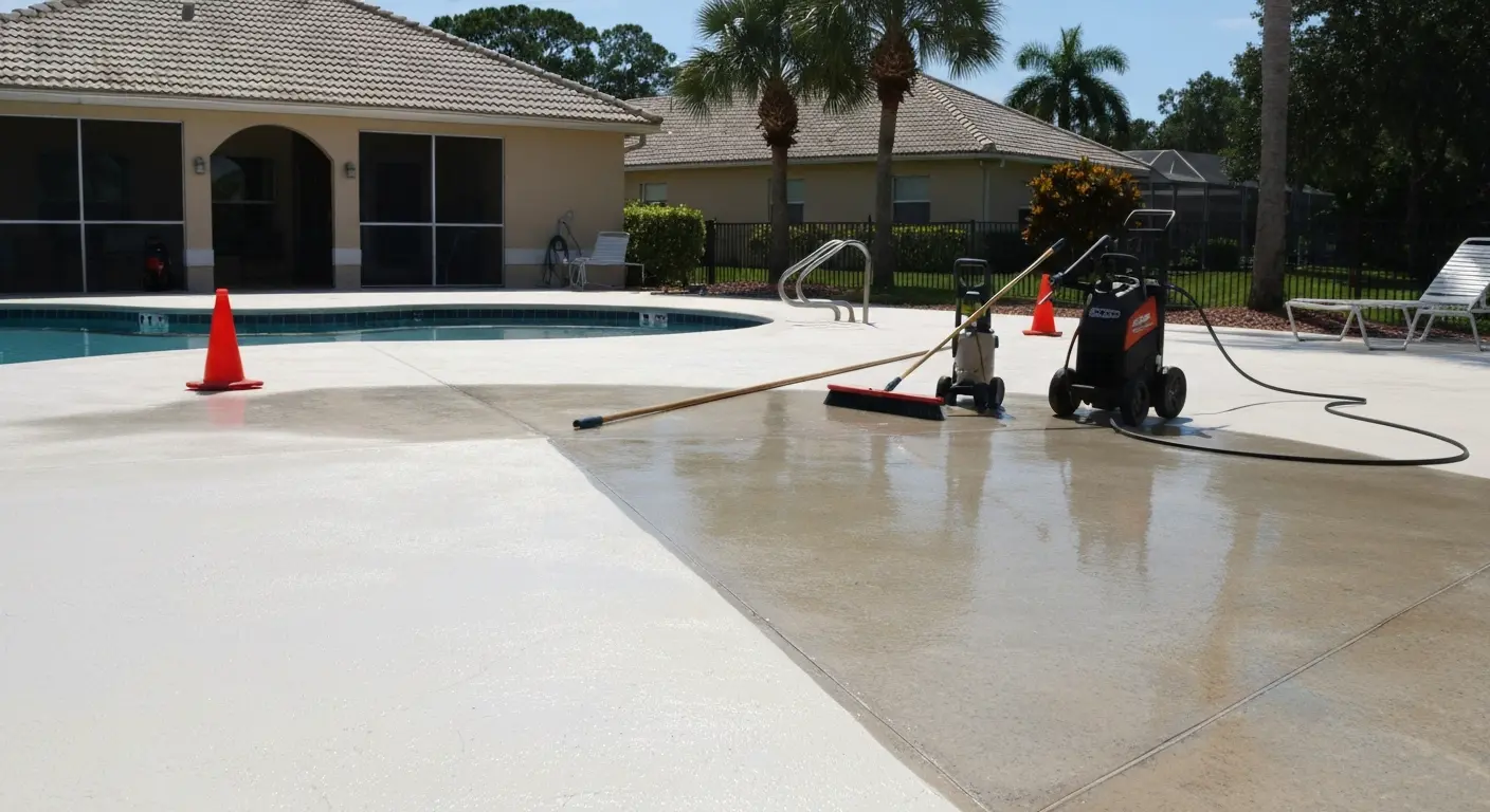 Pool deck cleaning
