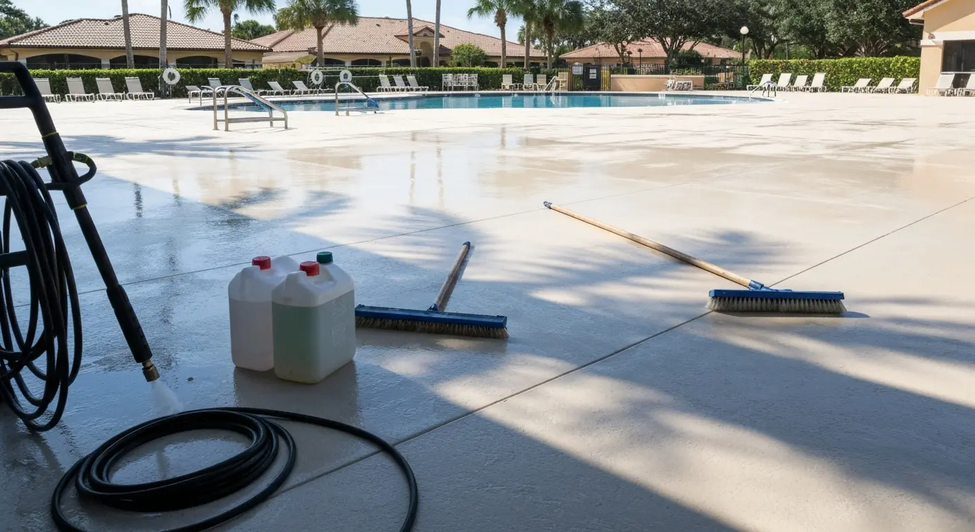 Pool deck cleaning service