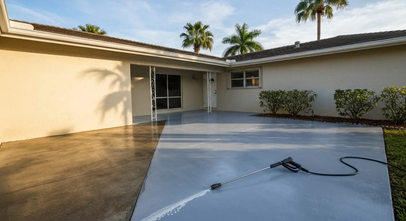Concrete patio cleaning