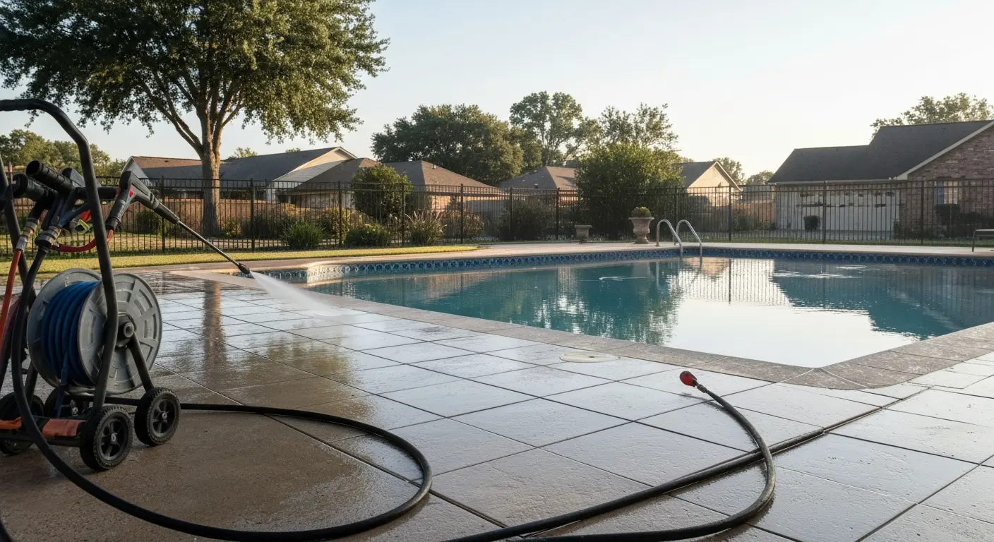 Pool deck pressure washing service