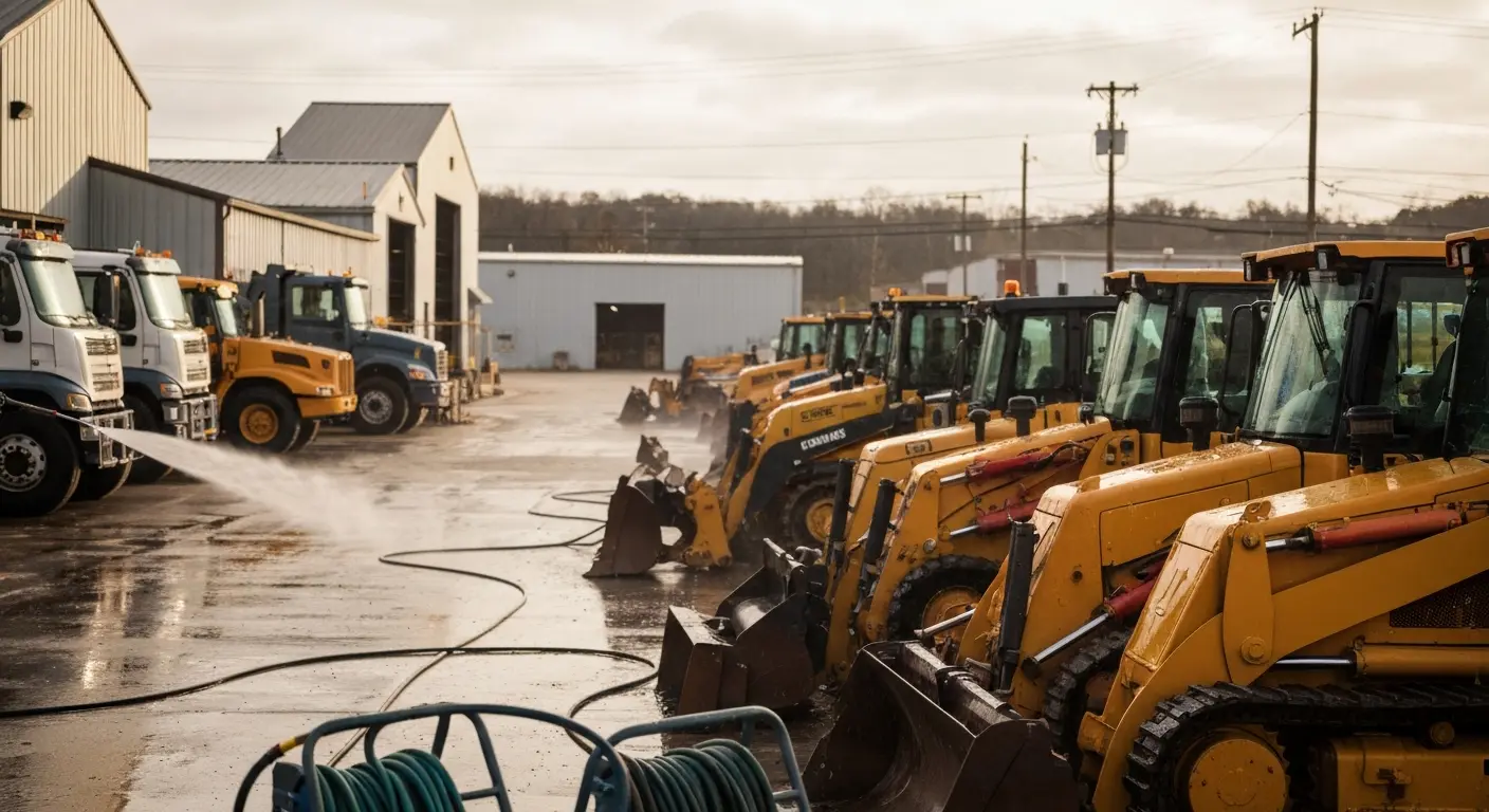 Heavy equipment and fleet washing