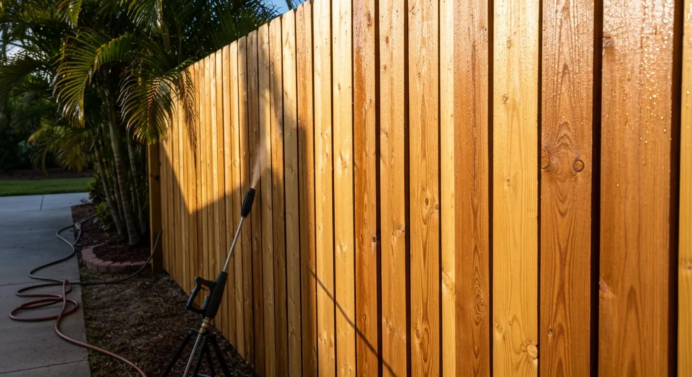 Fence exterior cleaning