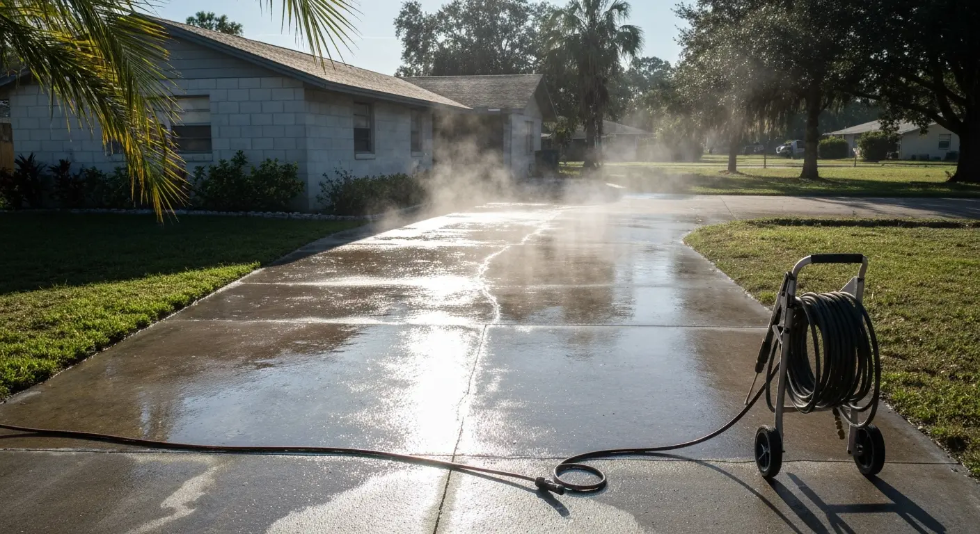 Clean residential driveway