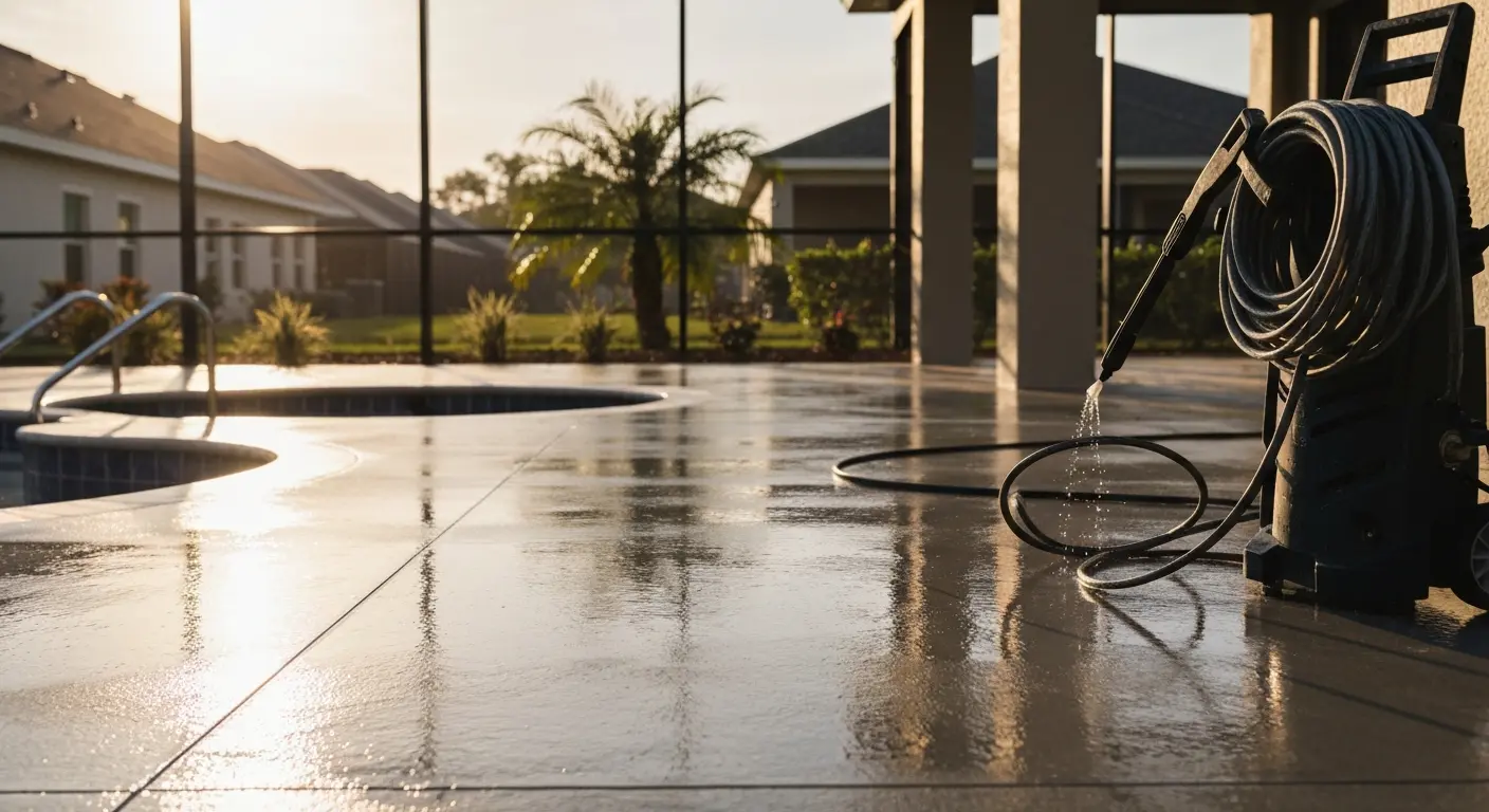 Patio and pool deck pressure washing