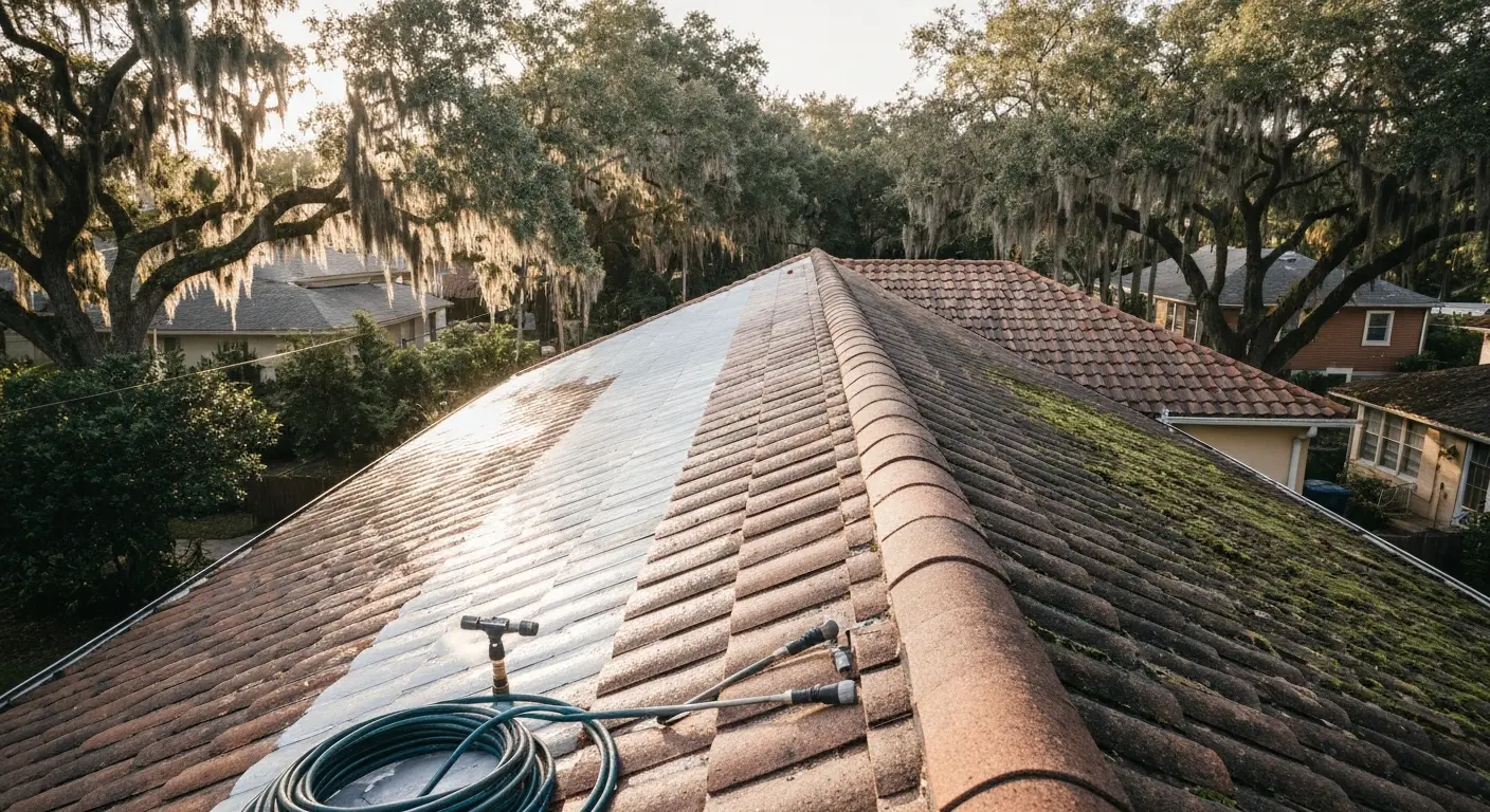 Roof cleaning and soft wash treatment