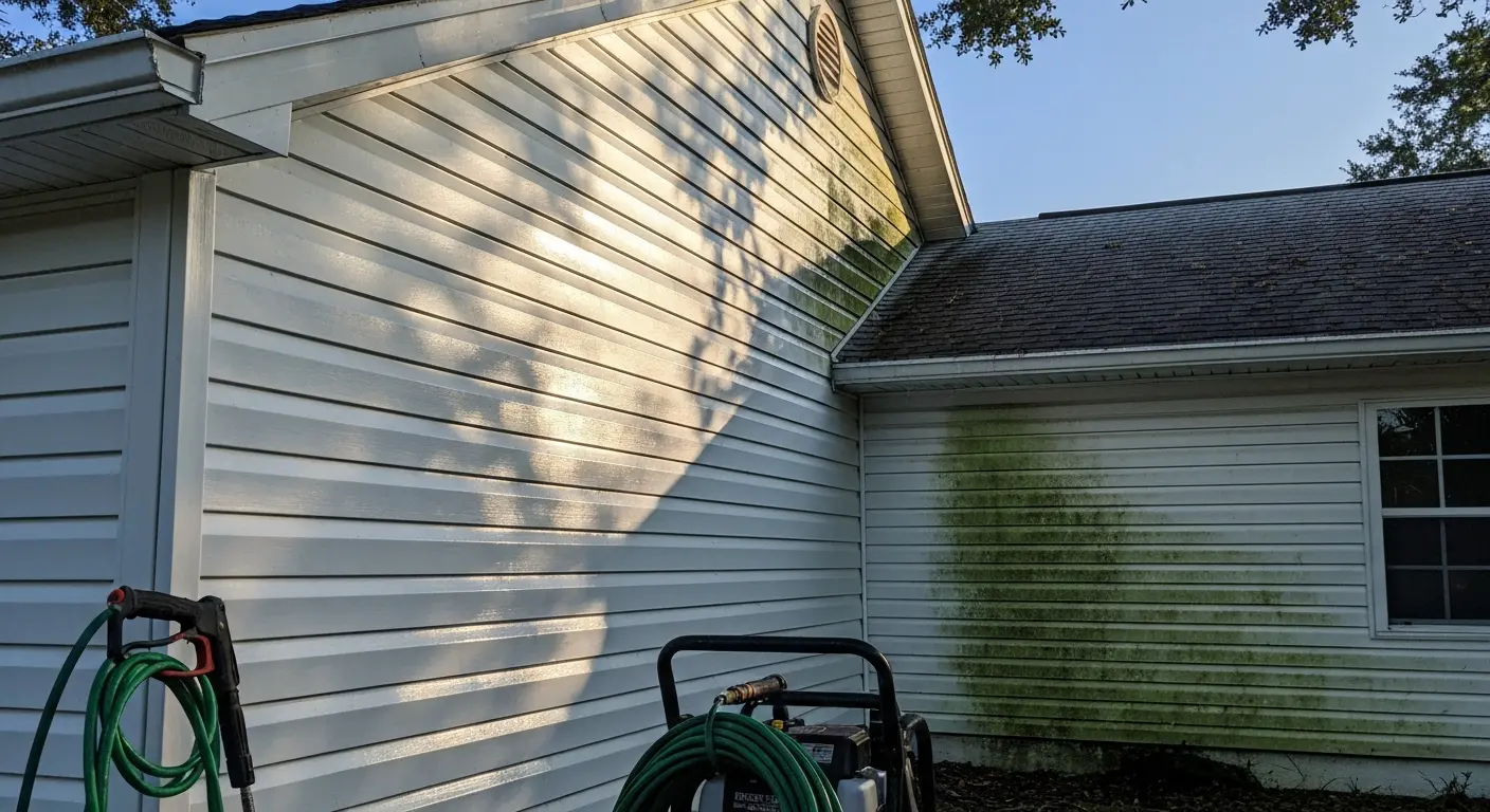 Soft washing exterior siding