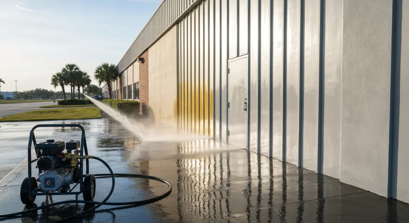 Commercial facility exterior cleaning
