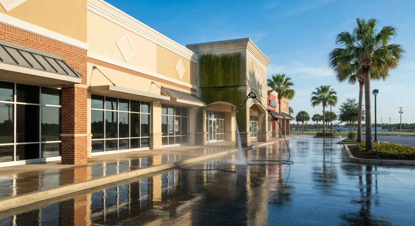 Commercial storefront power washing