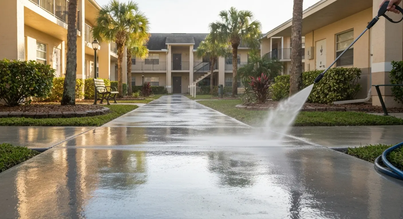 Apartment complex pressure washing