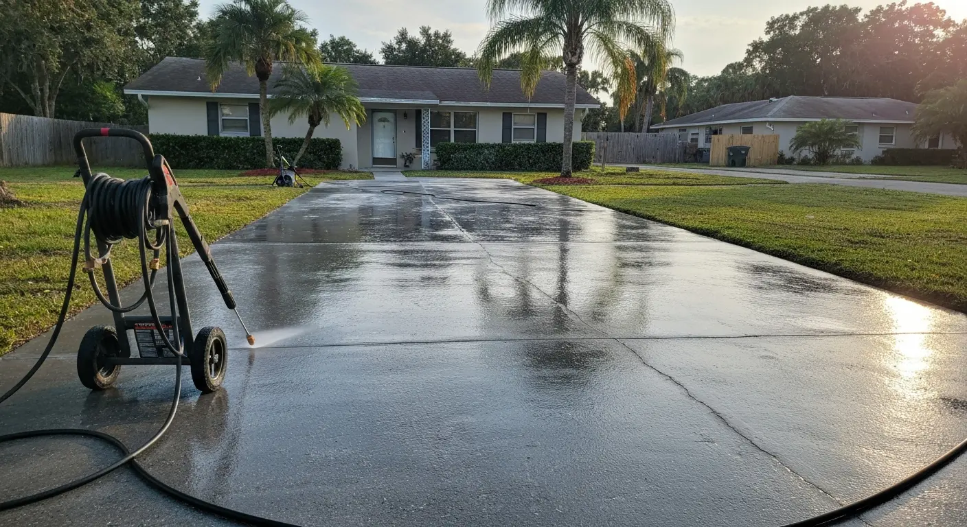 Concrete driveway cleaning