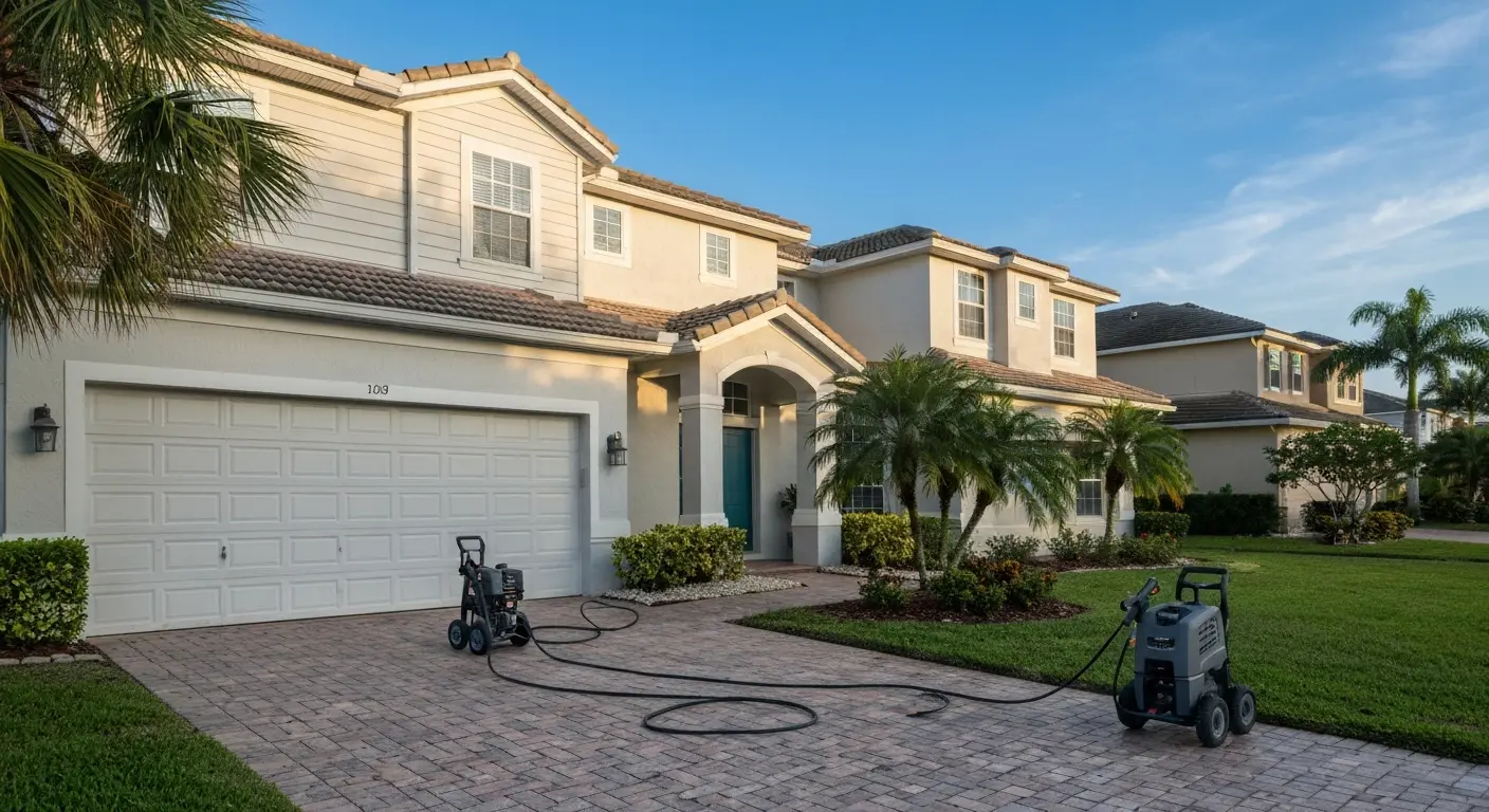 Residential home pressure washing