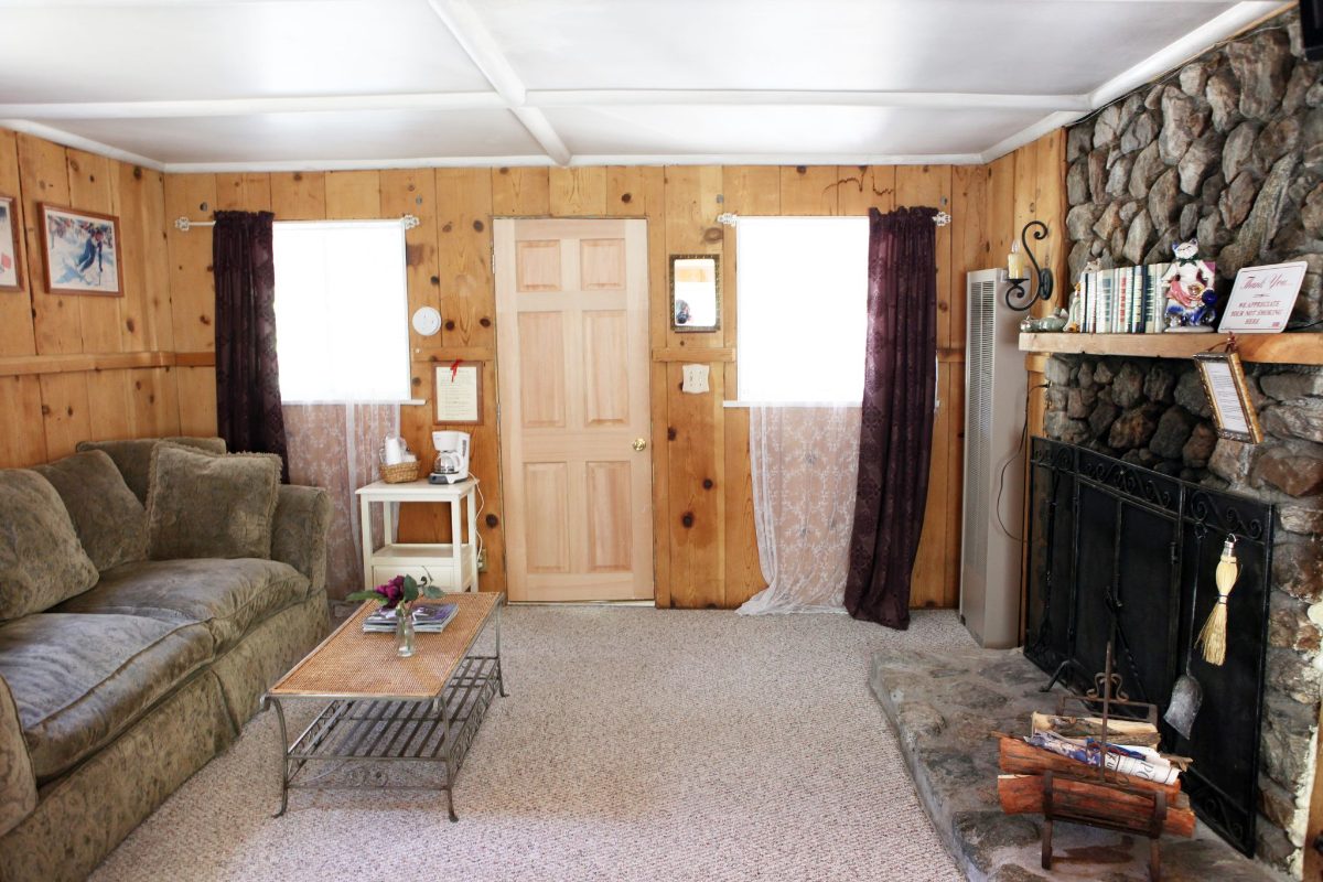 A cozy cabin living room