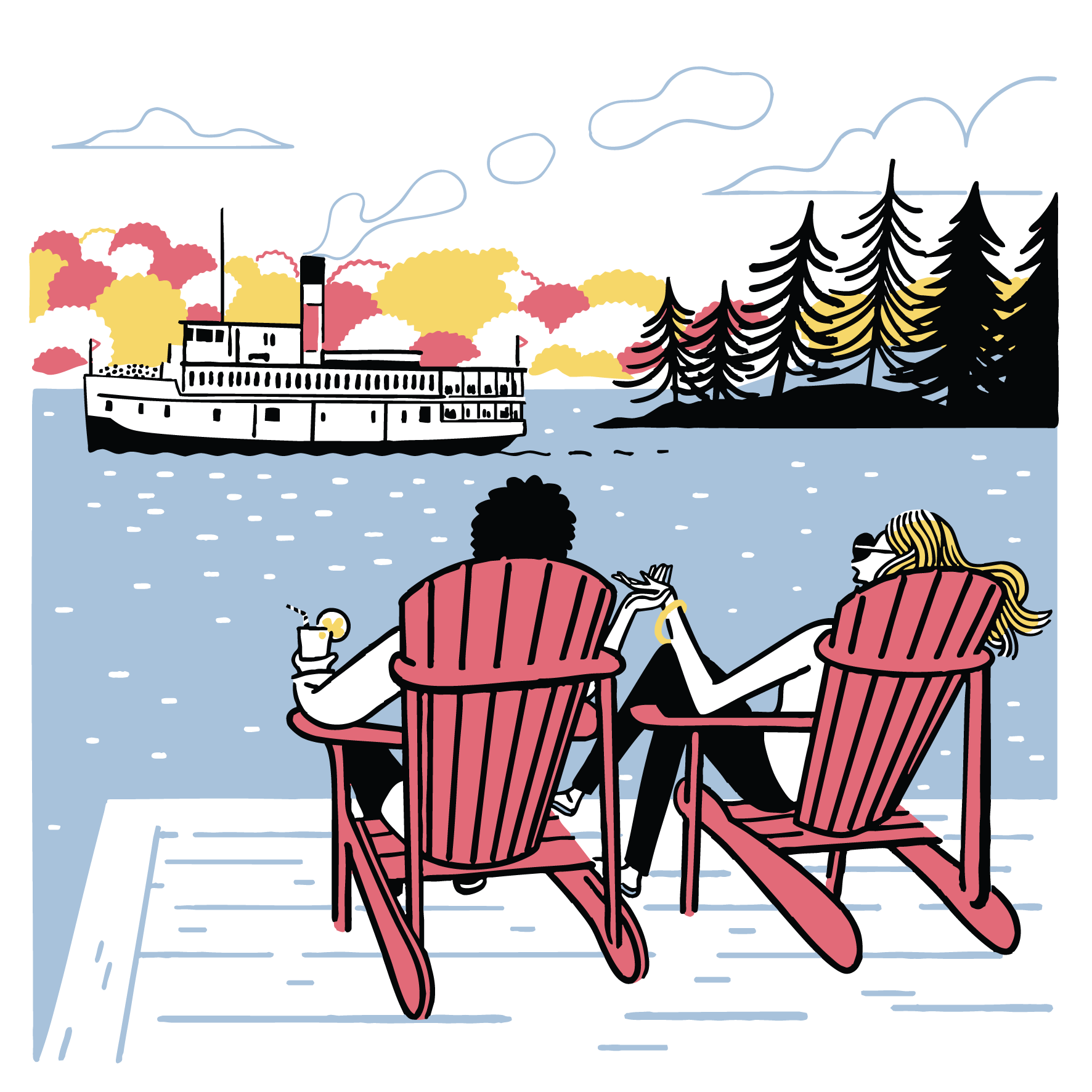 Illustrated map of the Muskoka lakes