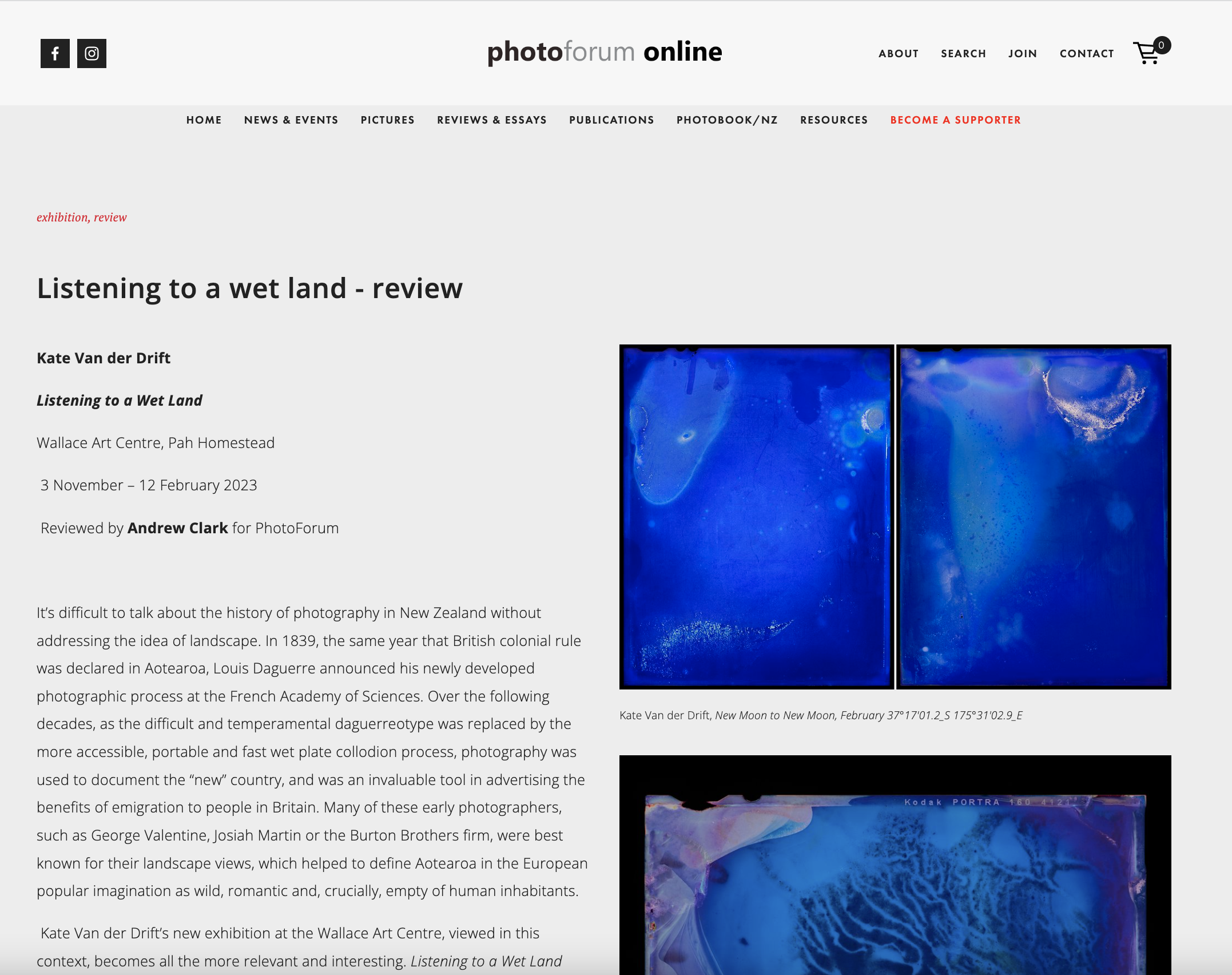 PHOTOFORUM REVIEW OF LISTENING TO A WETLAND    Andrew Clark reviews Listening to a wet land here.    Photoforum, 2022