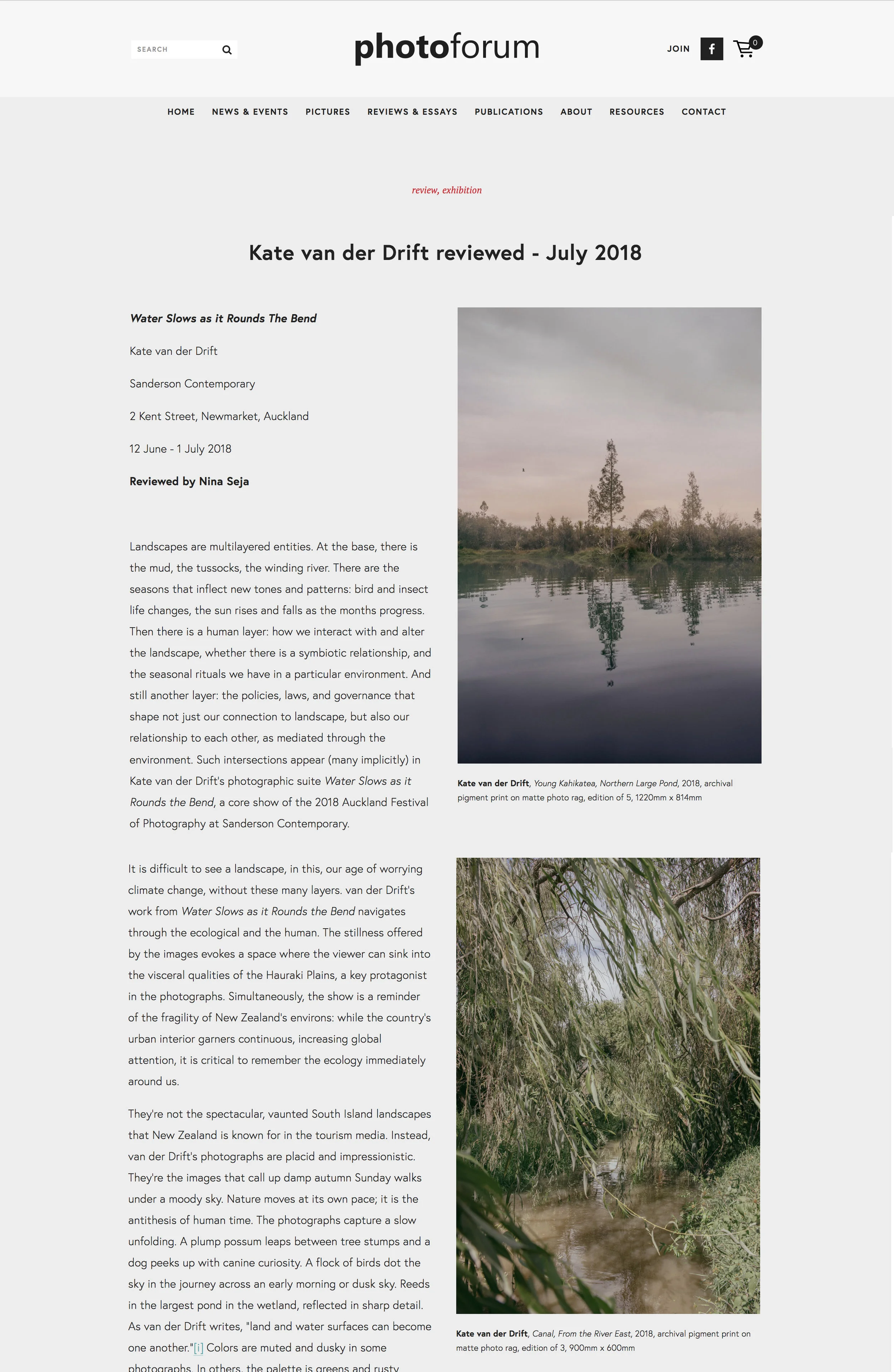 REVIEW OF WATER SLOWS AS IT ROUNDS THE BEND 2018 - Photoforum