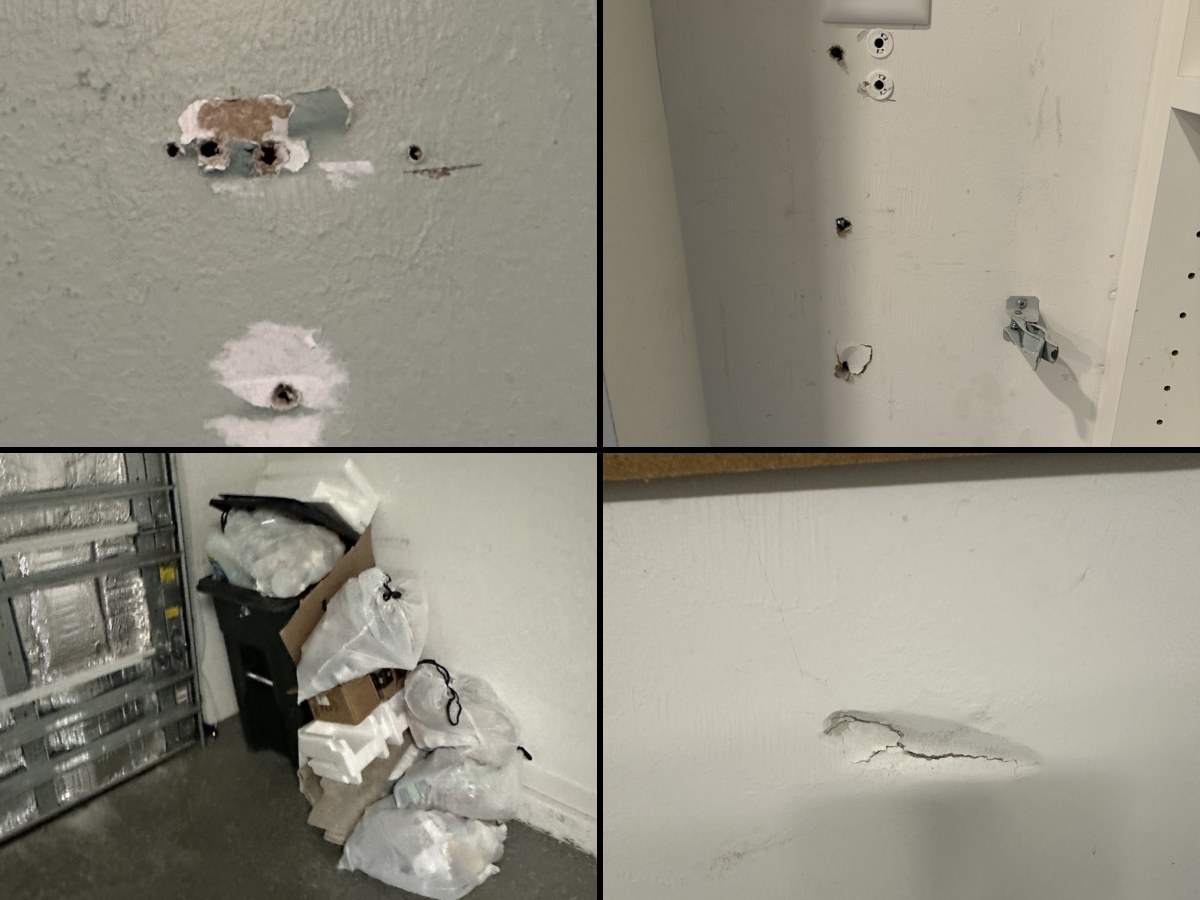 Torn drywall, open anchor holes, garbage left in the garage and a cracked garage wall found at a first-time buyer's final walk-through in Timber Creek, Fort Myers Torn drywall, open anchor holes, garbage left in the garage and a cracked garage wall found at a first-time buyer's final walk-through in Timber Creek, Fort Myers