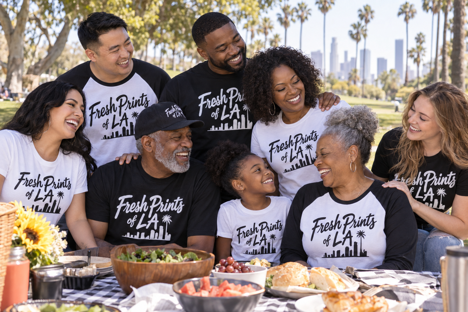 Fresh Prints of LA illustrative campaign: family picnics