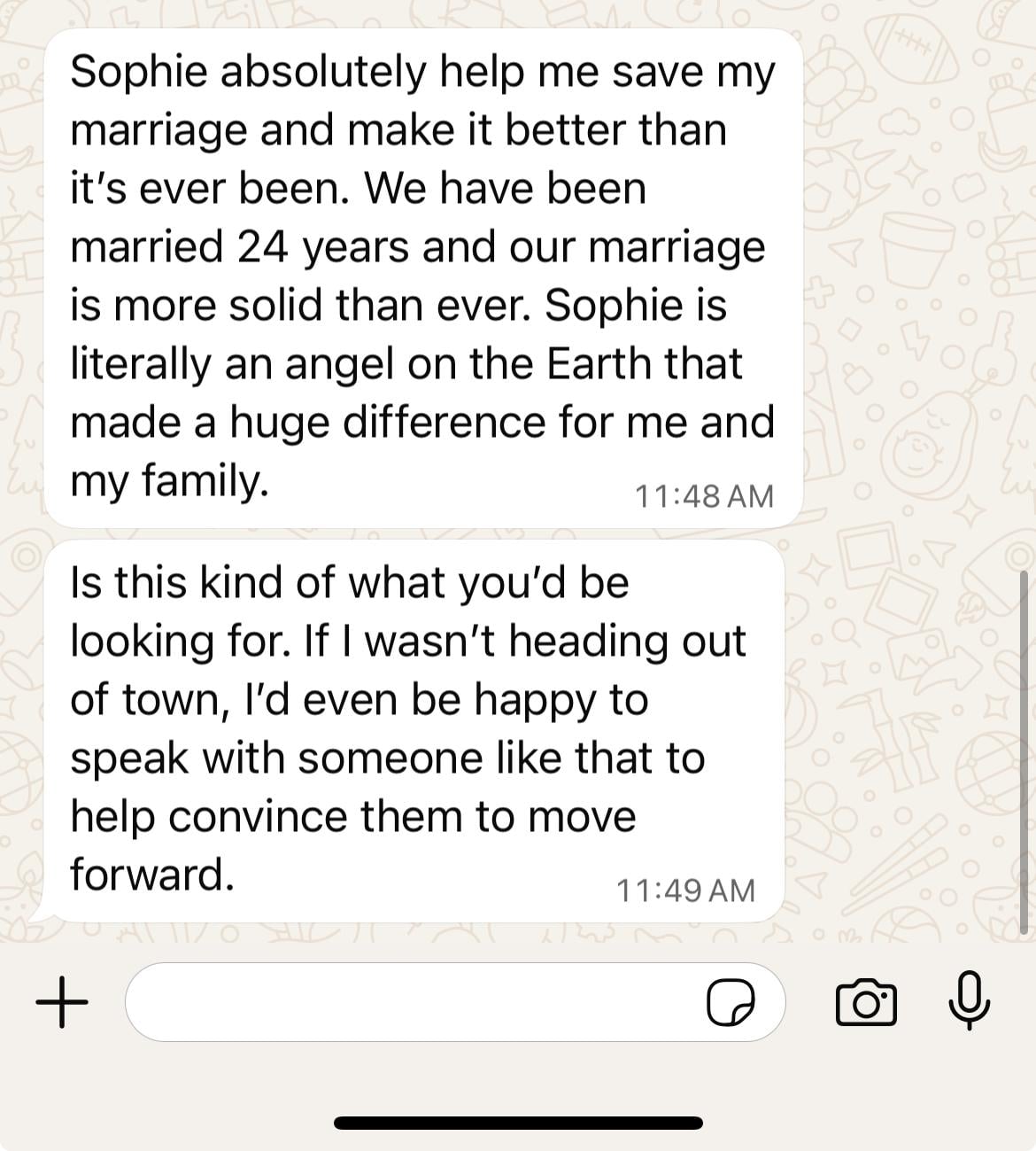 Client message sharing marriage progress