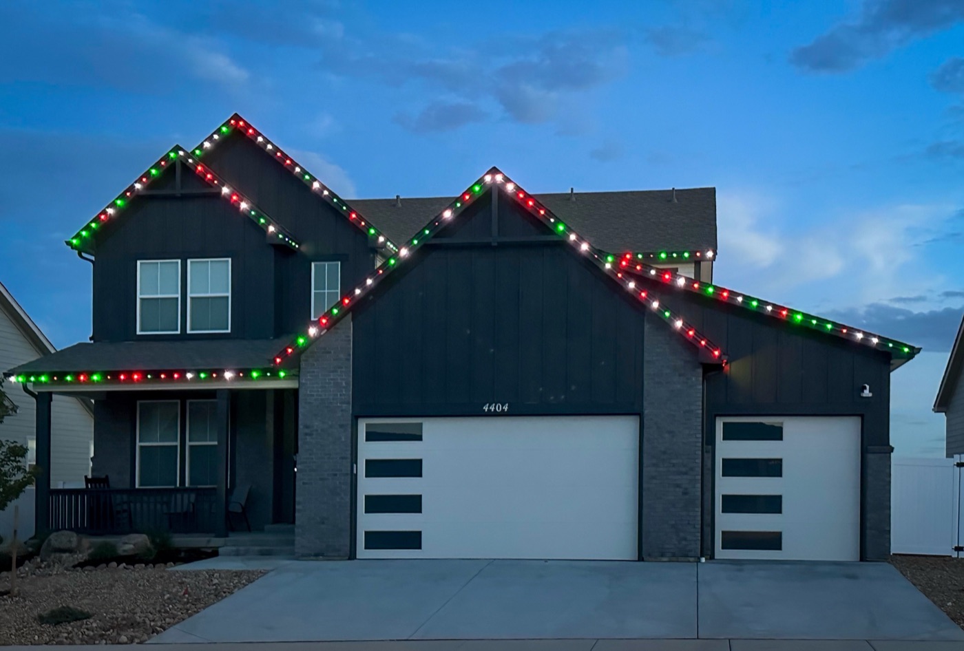 Home with permanent holiday lights
