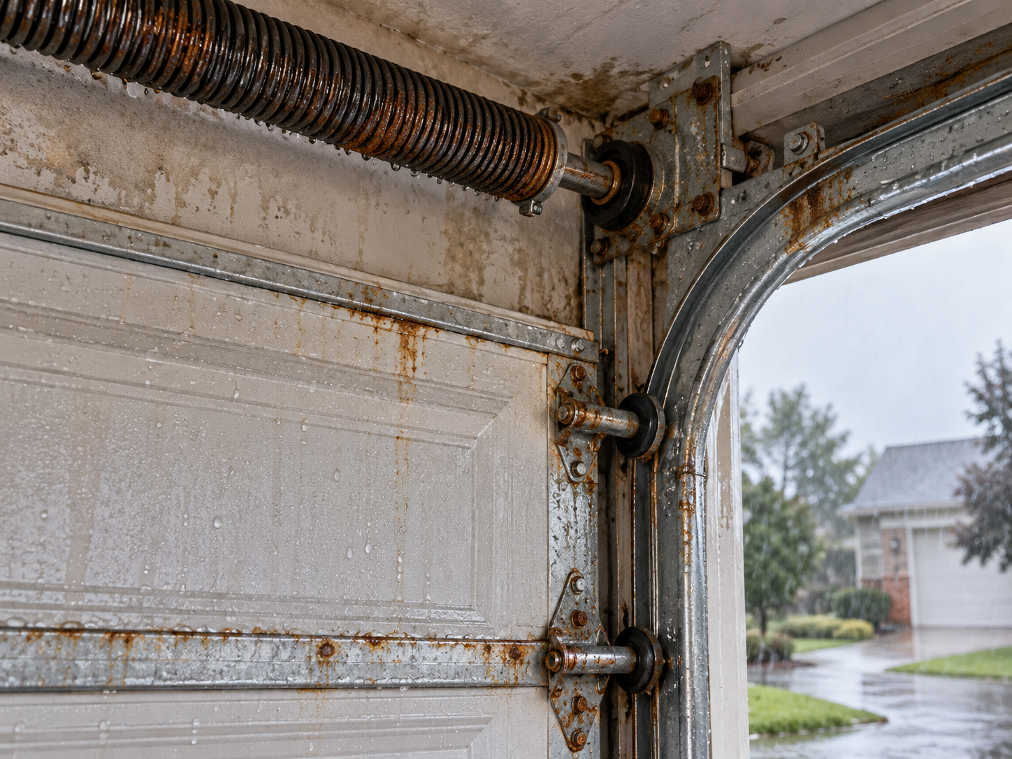Weather and moisture affecting garage door
