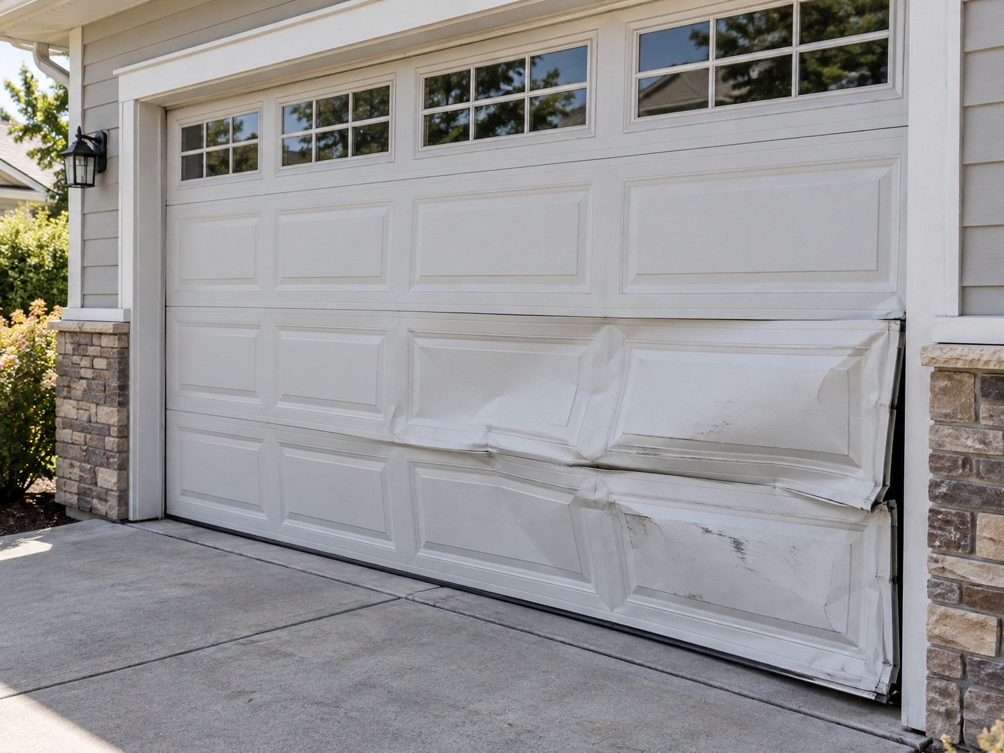 Garage door impact damage