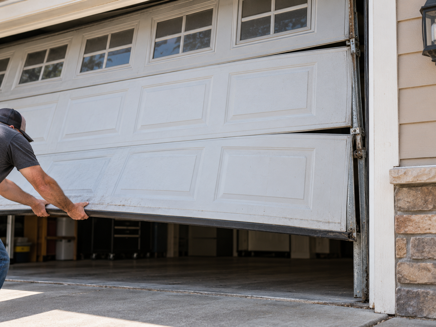 Forcing a stuck garage door