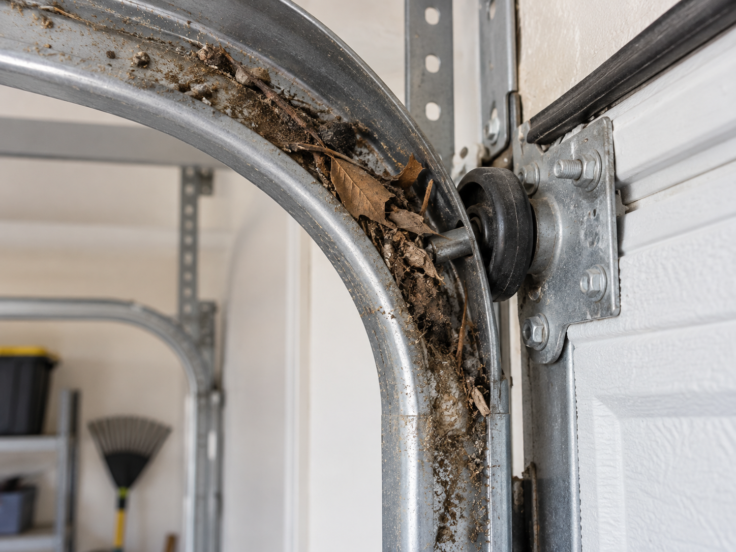 Obstructed garage door tracks