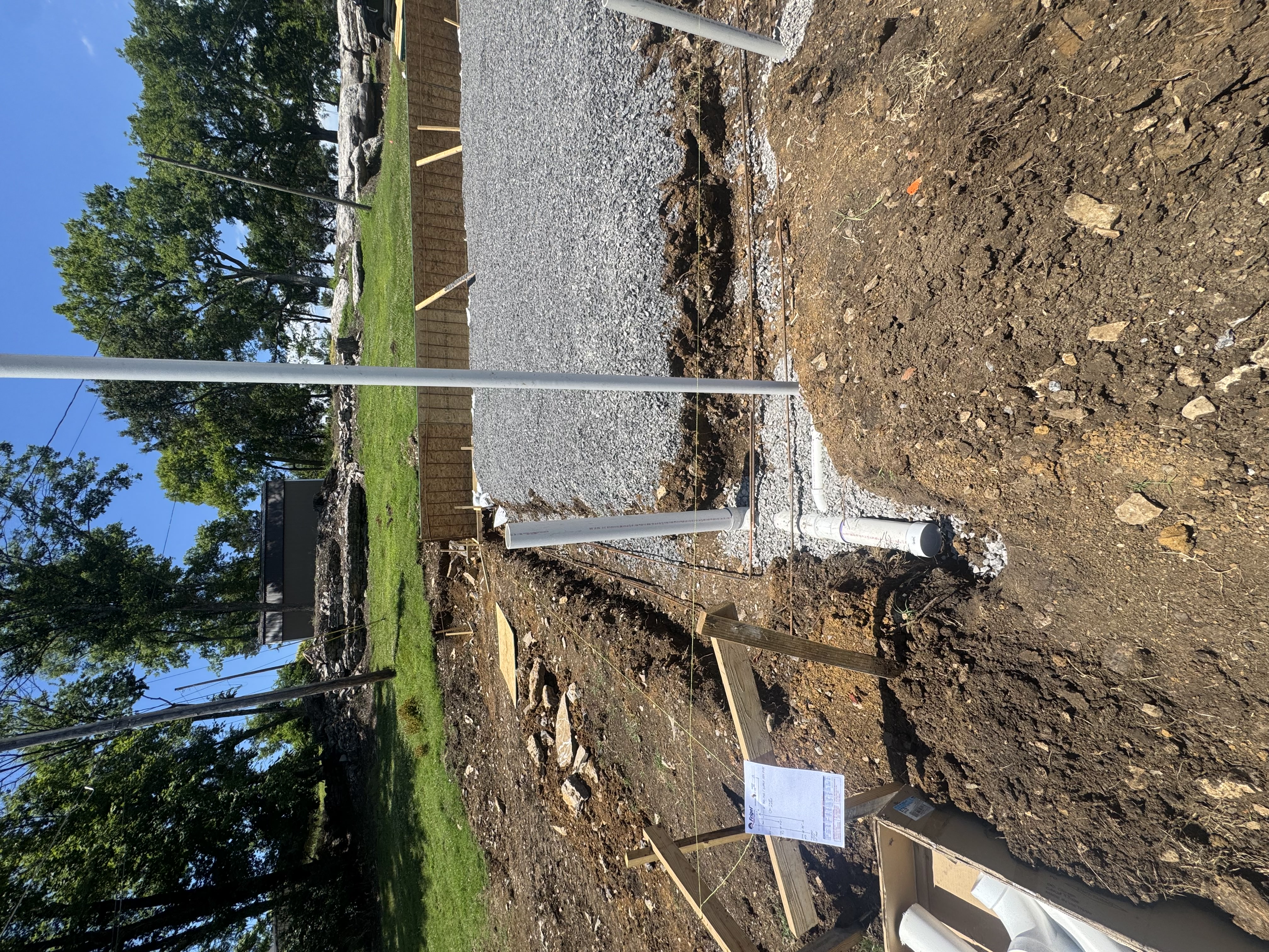 Copper plumbing pipes installed during a project