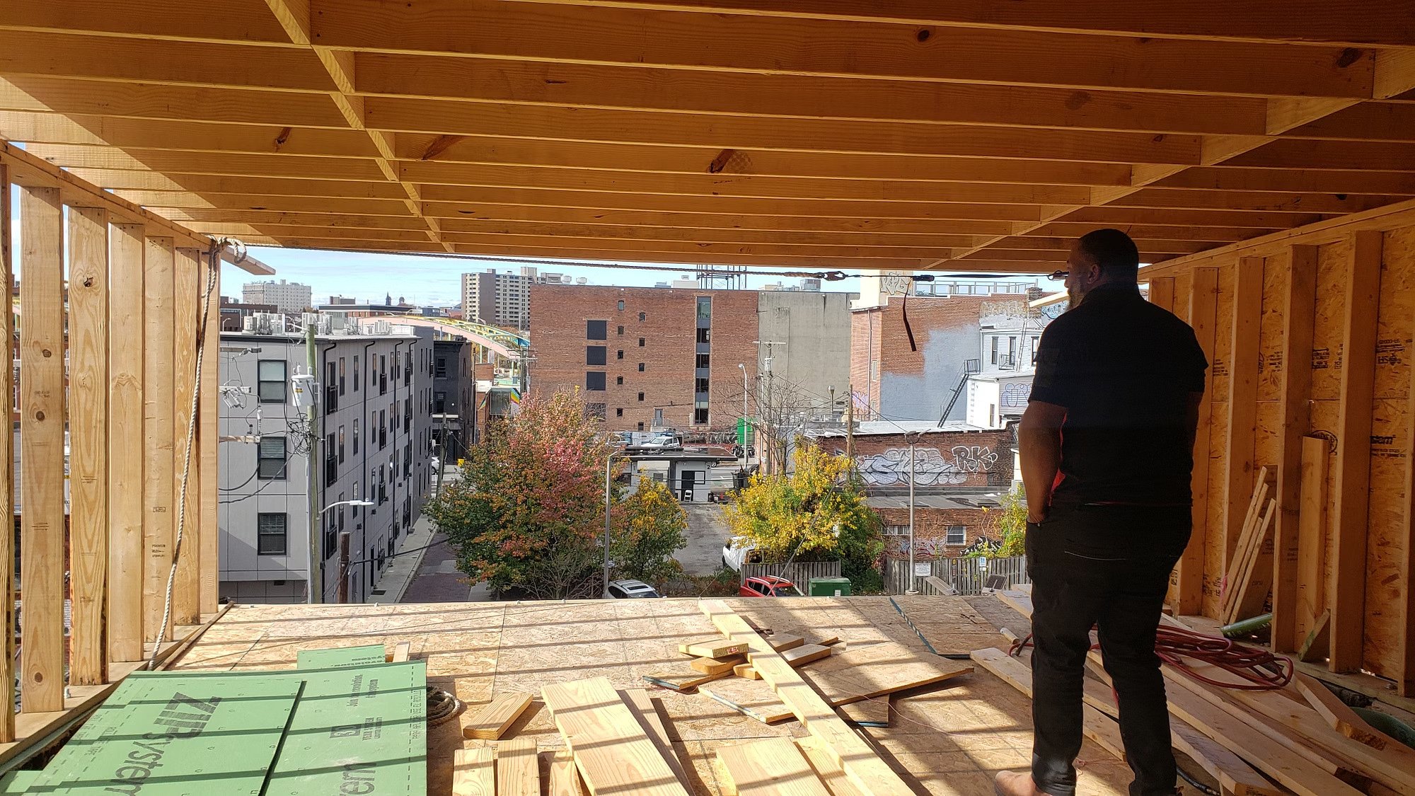 1816 N. Charles: 4th-floor rear addition framed, structure in place