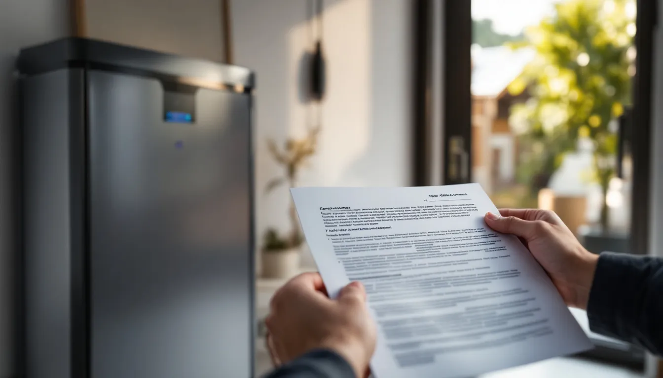 Comercial solar revisando contrato de batería virtual con cliente