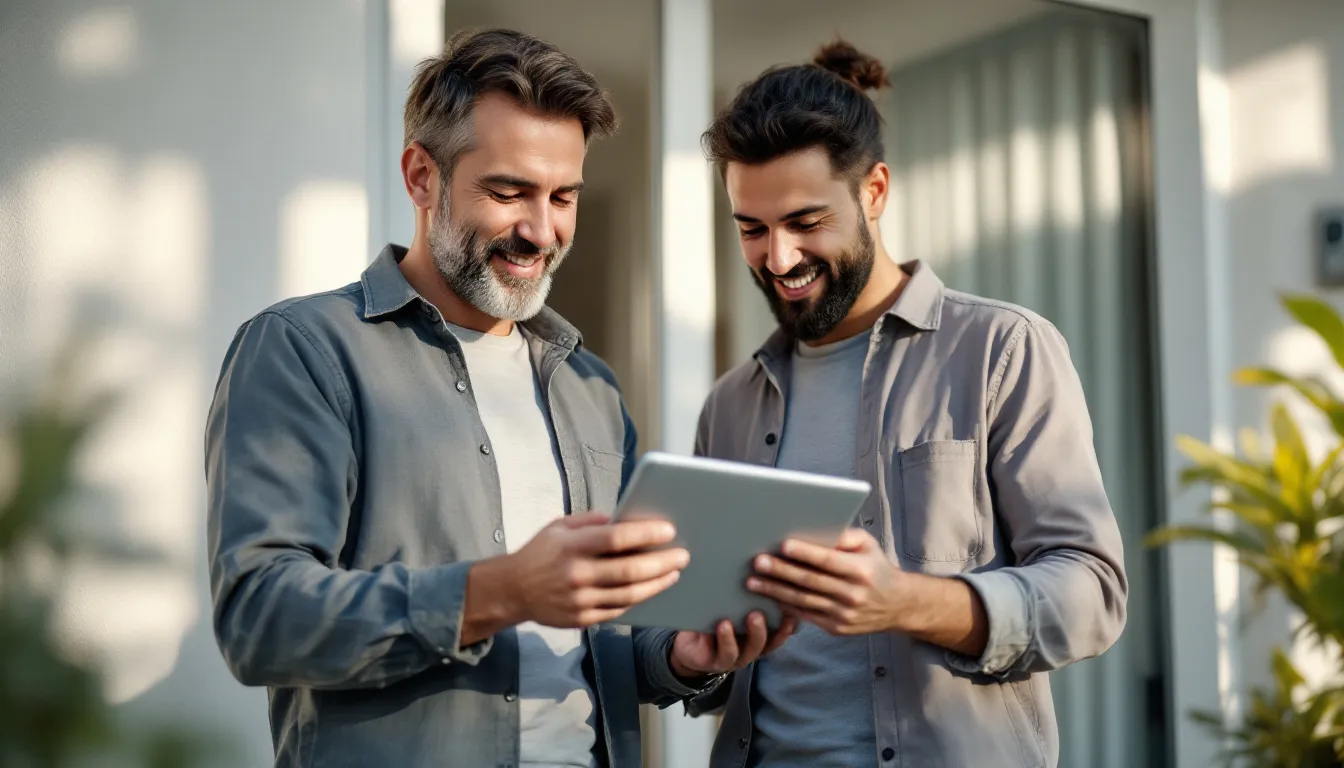 Familia española revisando datos de consumo solar con batería instalada en el hogar