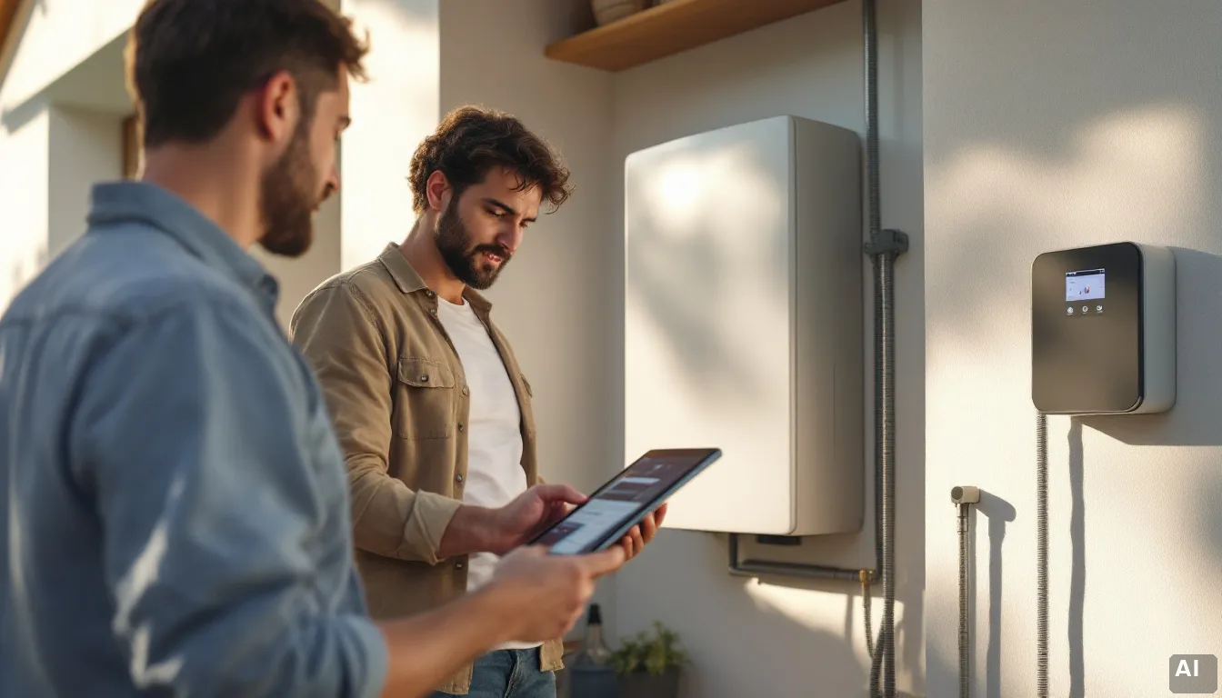 Batería de almacenamiento solar instalada en vivienda española con sistema de autoconsumo