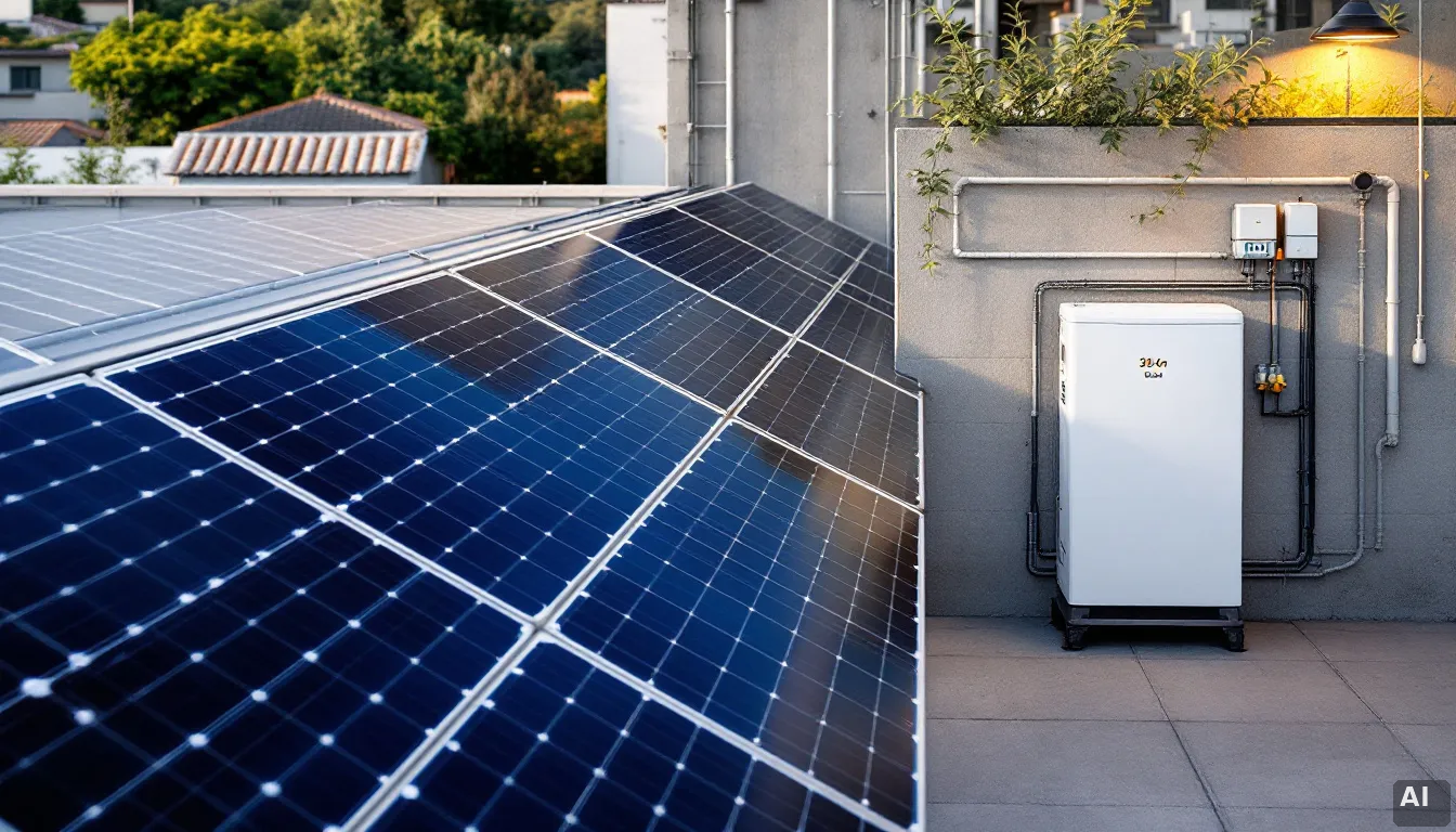 Sistema de almacenamiento con baterías solares instalado en vivienda residencial española
