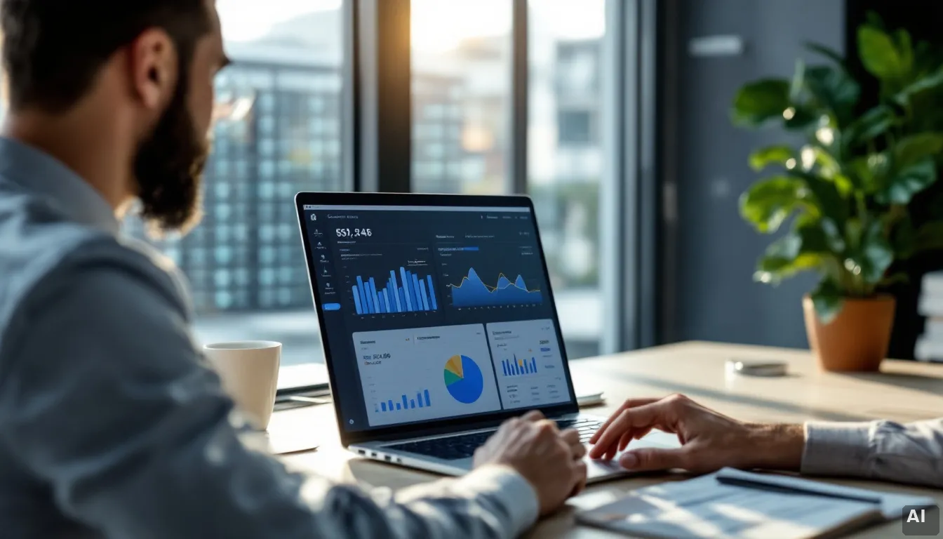 Comercial de instaladora solar revisando datos de consumo energético de cliente B2B con decreto de centros de datos