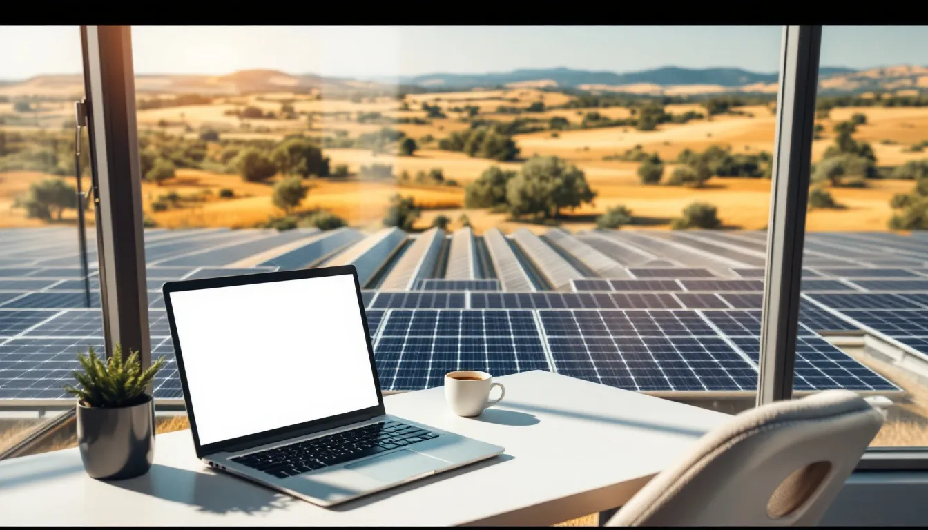 Presupuesto solar personalizado generado con inteligencia artificial en ordenador portátil