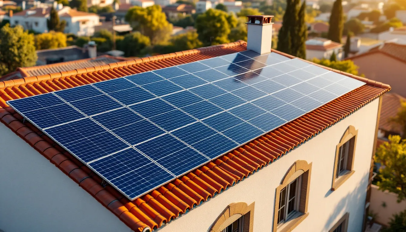 Casa española con paneles solares en tejado como símbolo de independencia energética frente a la geopolítica global