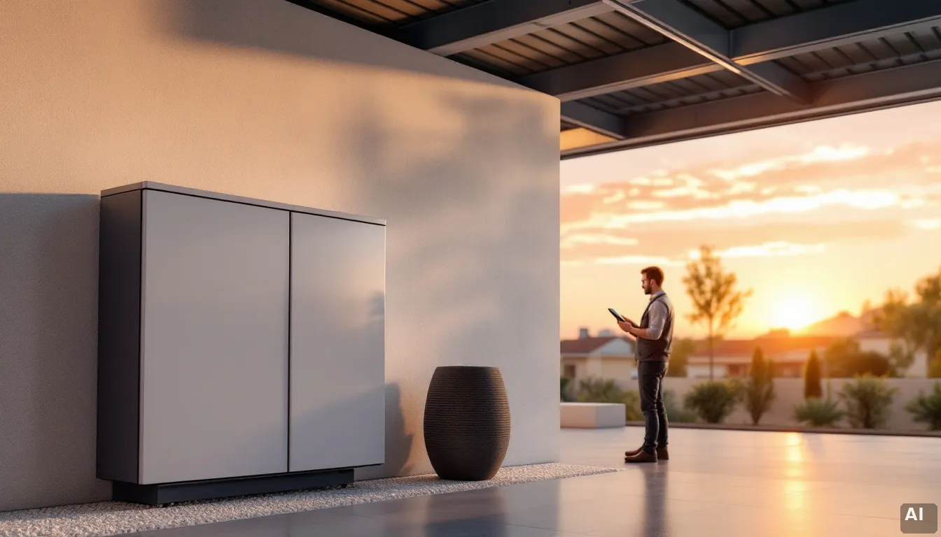 Instalación de placas solares en vivienda residencial española al atardecer