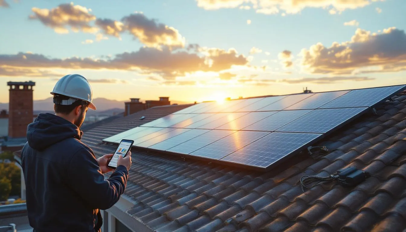 Instalación solar residencial con seguimiento predictivo en smartphone
