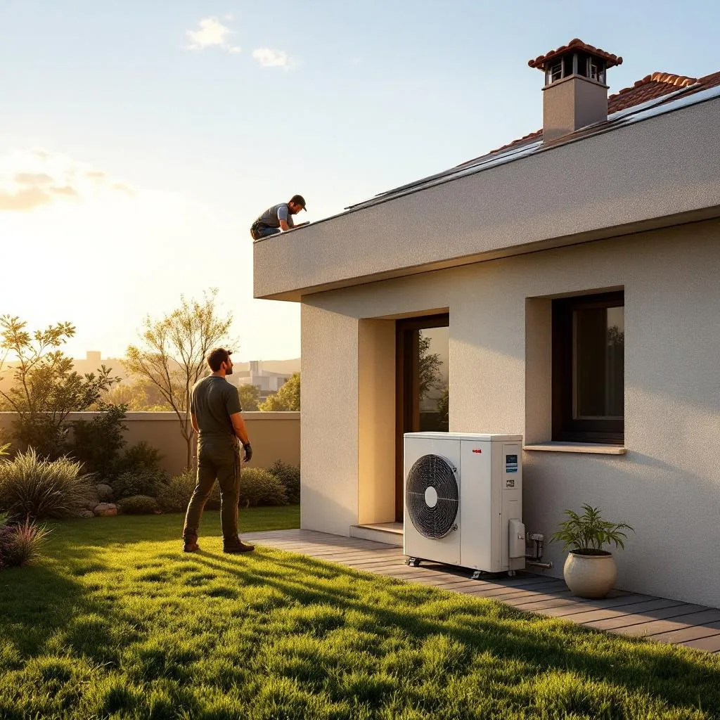 Instalación de paneles solares en cubierta de comunidad de vecinos en España