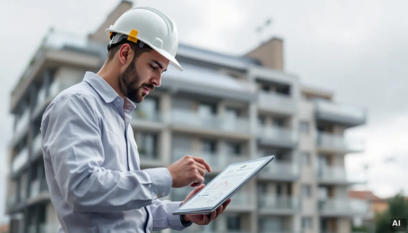 Técnico solar revisando documentación en instalación residencial en España
