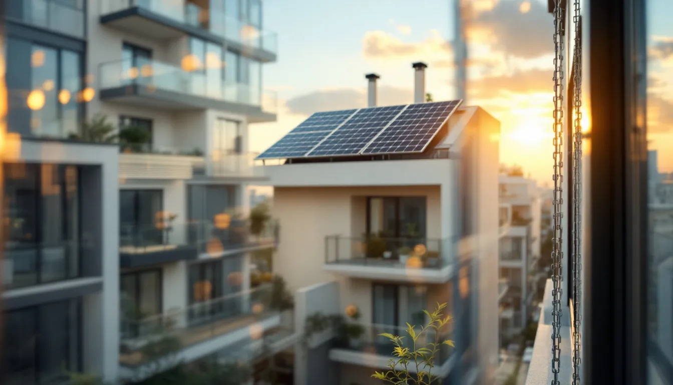 Empresario español revisando documentos de deducciones fiscales solares junto a una ventana con paneles solares visibles