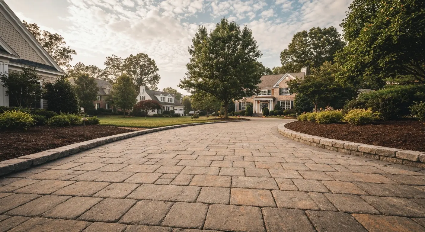 Stone driveway and hardscape installation